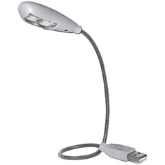 USB Reading Lamp with 2 LED Lights and Flexible Gooseneck - Two Brightness Settings and On/Off Switch (White)