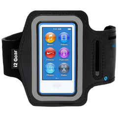Running and Exercise Workout Armband Case for iPod Nano 8th and 7th Generation Devices with Adjustable Sport Band, Reflective Border, Touch Screen Protection and Key Holder (8 G 7 G Black)